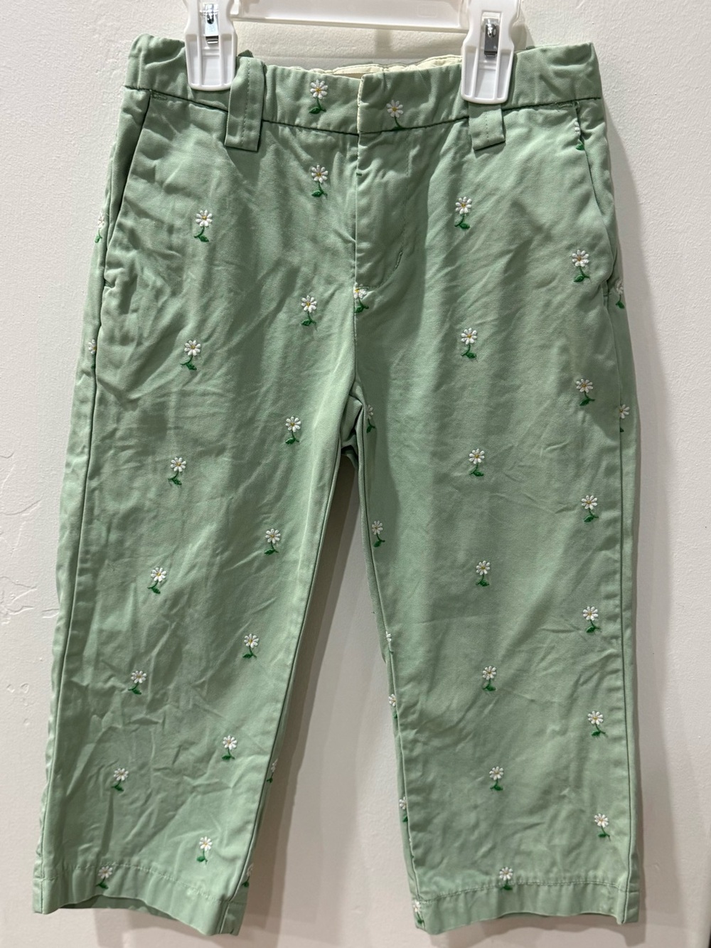 GAP Sage Green Daisy Embroidered Chinos